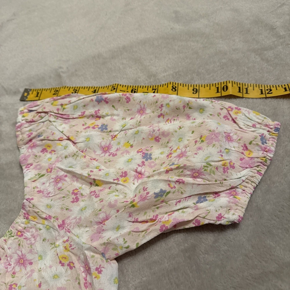 Anthropologie Elodie Pink and White Floral Crop Size M New Cottagecore Coquette - Picture 5 of 8